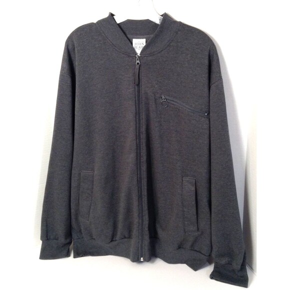 Vtg John Blair Jacket Men XL Gray Full Zip Lightweight Windbreaker Grandpa Dad - Picture 2 of 10